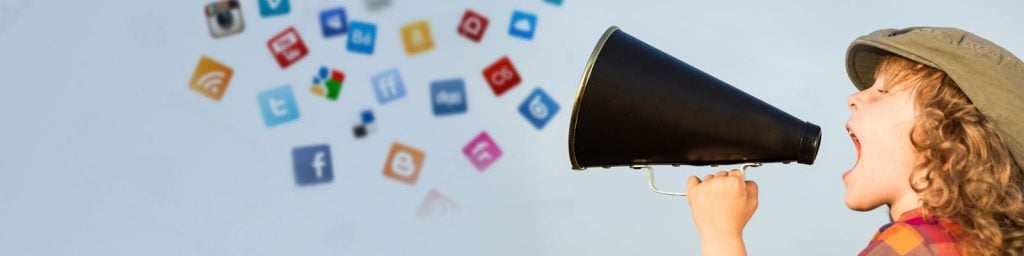 Social Media icons out of a megaphone